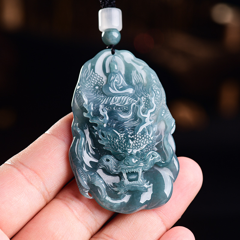 Women'S Fashion Gifts - Collana con Pendente Drago in Giadeite