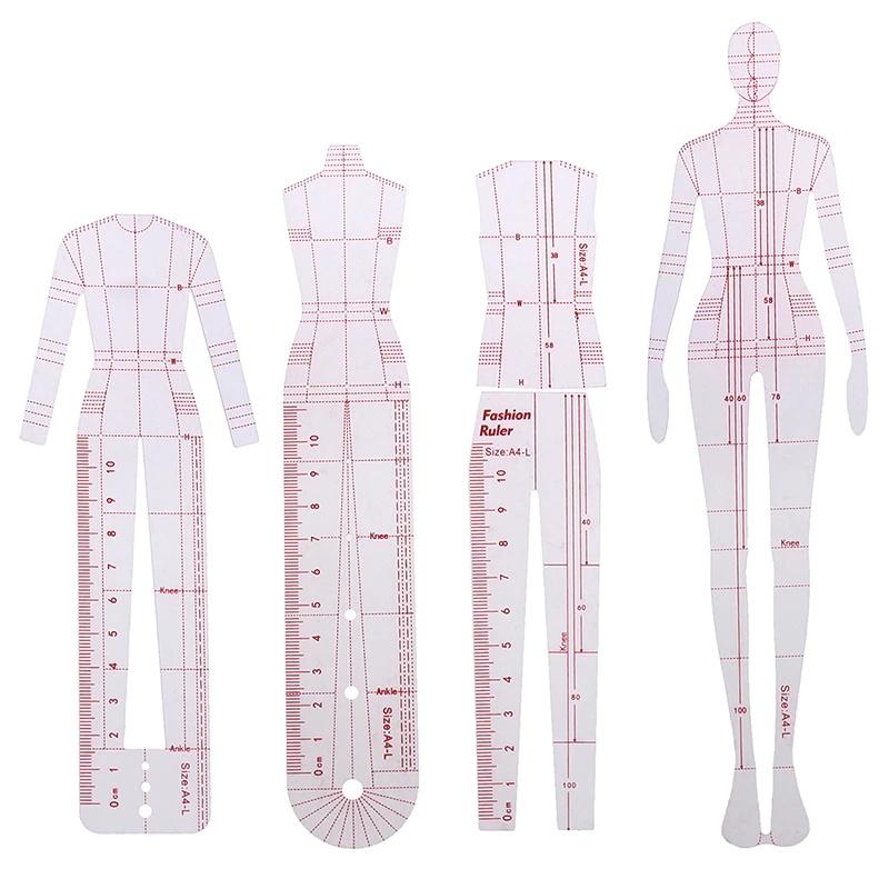 Women Fashion Figure Template - Set di 1 Righello per Disegno