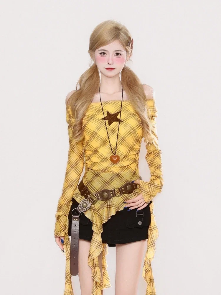 T-shirt vintage Y2K a quadri c - Women Top Fashion recensione e prezzo
